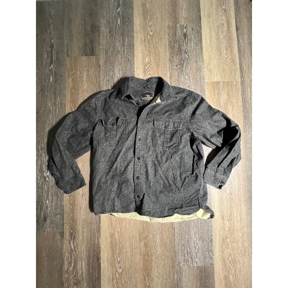 Freedom Foundry Flannel Shirt Jacket Mens L Grey Excellent Heavyweight Shacket